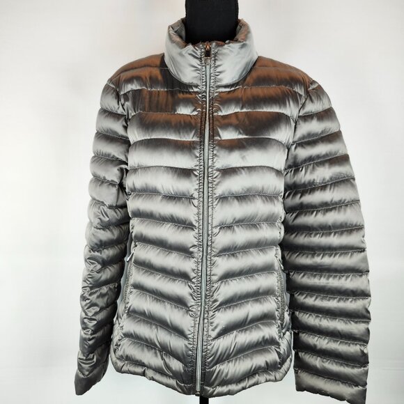 Calvin Klein Premium Down Packable Jacket Size L Silver Gray - Picture 1 of 11